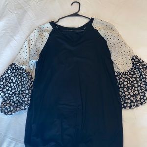 Medium black and floral sleeve shirt